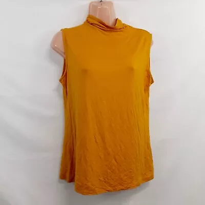 Bellatrix Top Blouse Shirt Women Size 1X/L Mustard Mock Neck Fitted Sleeveless • $21.23