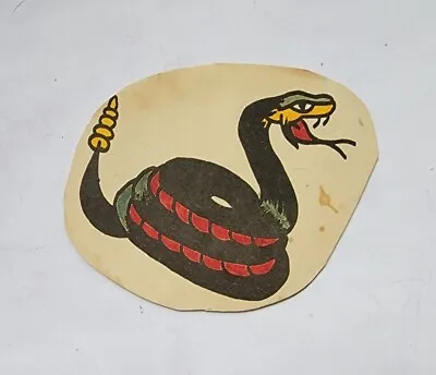 Original Vintage Antique Milton Zeis Produx +color Snake Cobra Tattoo Flash ~3x4 • $27