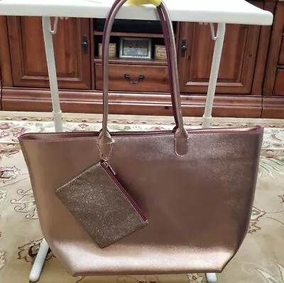 £7.82 • Buy Tote Bag Champagne Colored & Mini Bag Pink Sparkled NEVER USED Bath & Body Works