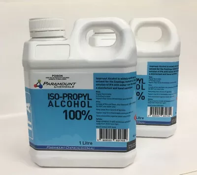 $28.99 • Buy 2 LITRES Isopropyl Alcohol 100% Isopropanol Rubbing Alcohol  FREE POSTAGE
