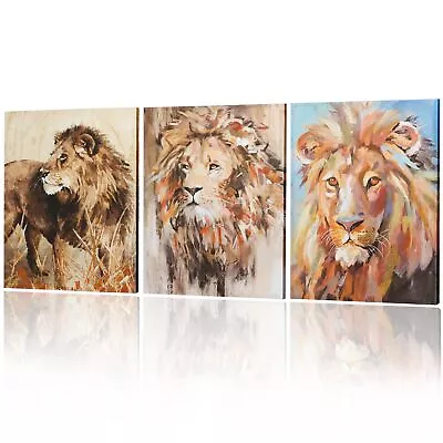 NeuType Canvas Wall Art Lion Pictures Wall Decor 3 Piece Large Wall Art For... • $79.68