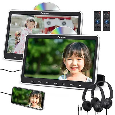 2 X 10.1  Dual Screen Car Headrest Portable DVD Player TV USB SD HDMI Headphones • $107.27