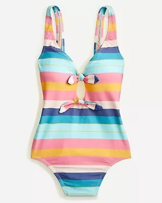 J. Crew Multicolor Striped Bow One Piece Swim Summer Beach Bathing Suit Size 6 • $25