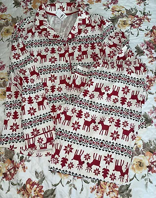 NWT Hanna Anderson Womens Pajama Set Reindeer Holiday Christmas Set SZ XL • $30