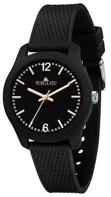 Men's Watch Morellato Soft Black And Gold R0151163006 Case 1 1/2in Rubber • $35.05