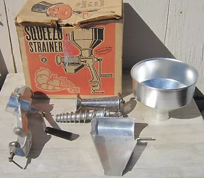 Vintage SQUEEZO FOOD STRAINER 400-TS Tomato ALL-METAL • $64.95