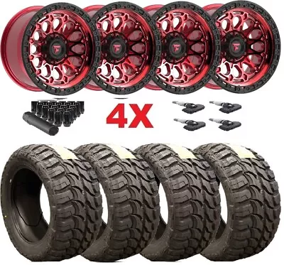 Fittipaldi Red W/ Black Lip Wheels & Mt Mud 35 12.50 17 Tires Package Set Fuel • $2249