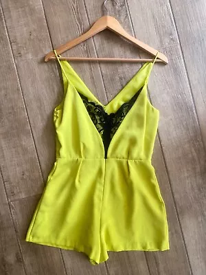 Topshop Yellow Lace Back Playsuit 8 • £15