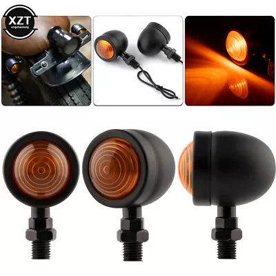 Motorcycle Bullet Turn Signals Lights Amber For Harley Cafe Racer Bobber Chopper • $8.95