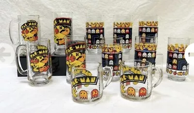 Vintage 1980 Bally Midway Pac-Man Glasses Coffee Cups And Mug Set • $100