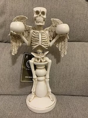 Martha Stewart Halloween Skeleton W/ Wings Gothic Candelabra Taper Candle Holder • $48.99