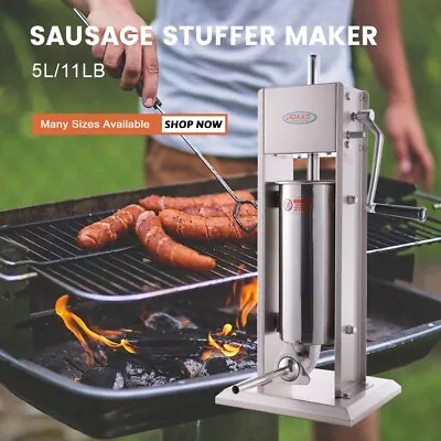 Hakka Sausage Stuffer Filler 5L 11LB Vertical Meat Maker 2 Speed Stainless Steel • $182.74