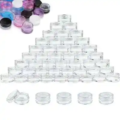 3/5/10/20g Plastic Sample Pot Jar Glitter Make Up Cosmetic Art Cream Travel • £14.97