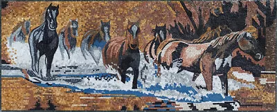 AN120 78.74 ×31.5  Horses Running Landscape Mosaic Wall Art • $3589