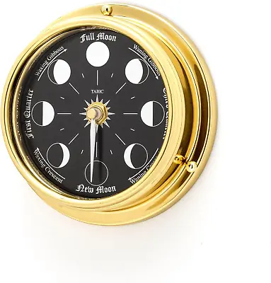 Prestige Solid Brass Moon Phase Clock With Jet Black Dial • $263.55