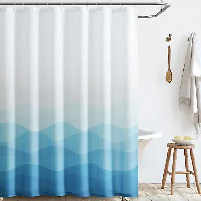 Gradual Color Shower Curtain Ombre Abstract Ocean Wave Striped For Bathroom • $21.59
