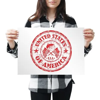 A3 - United States Of America Travel Stamp Poster 42X29.7cm280gsm #5386 • £8.99