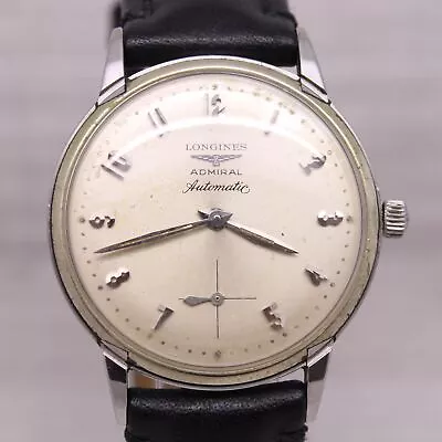 Vintage 1960's Longines Admiral 1200 33mm Steel Automatic Watch MISSING BEZEL • $299.99