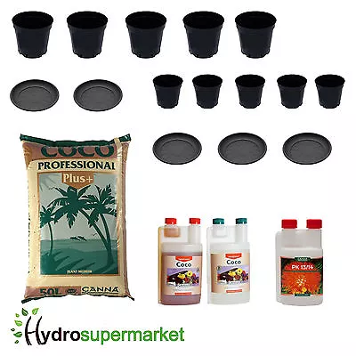 Canna Starter Pack With Coco Nutrients Pots Saucers Idea For Grow Tent • £69.99