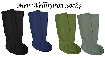 Mens Fleece Wellington Boot Liners Socks Warm Wellie Welly Dry Warmers UK 6-11 • £6.99