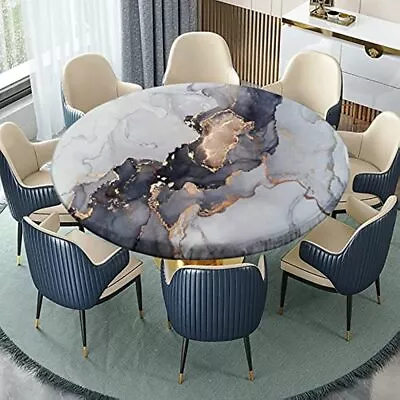 $20.99 • Buy Customized Marble Fitted Tablecloth Round Waterproof Table Cover Indoor/Outdoor