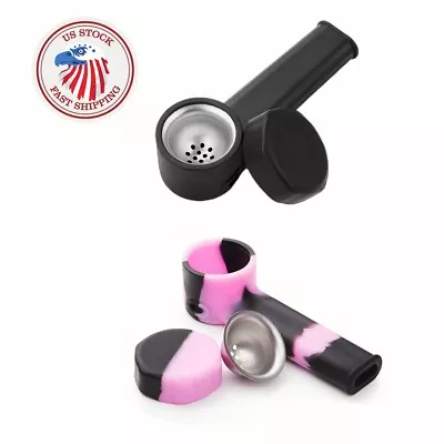 ( Pack Of 2 ) 3.5  Silicone Tobacco Smoking Pipe With Lid Storage Bag Hand Pipe • $10.99