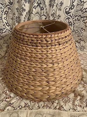 Vintage Braided Rattan Woven Lined Lamp Shade 10in H 9in Top Diameter • $32.95