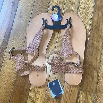 NWT Ecote Urban Outfitters Braided Leather Thong Ankle Flip Flop Sandals Size 9 • $30