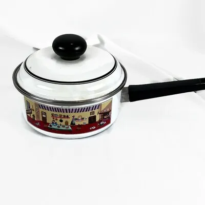 VILLEROY & BOCH LAPLAU DESIGN NAIF ENAMEL SAUCEPAN 2QT Home Kitchen Vintage • $39.99