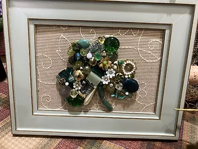 Vintage And Contemporary Jewelry Art Framed Shamrock Irish St. Patrick’s Day. • $32