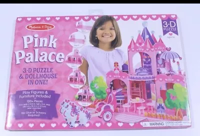 NEW Melissa & Doug Pink Palace 3D Puzzle Dollhouse Figures Furniture 100+ Pieces • $24.99