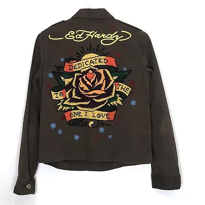 Vintage Ed Hardy Jacket Rose Embroidered Women’s Small • $45