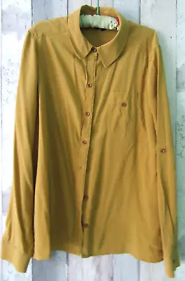 Jaeger Mustard Silk Shirt Overblouse Size 14 • £7