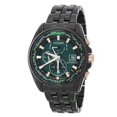 Citizen Perpetual Alarm World Time Eco-Drive GMT Green Dial Men's Watch • $419.98
