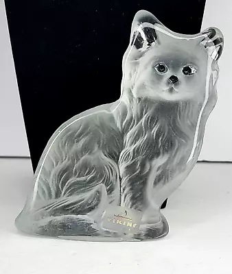 Vintage Viking Glass Frosted/Satin Glass Cat Figurine Paperweight - Orig. Label • $28.99