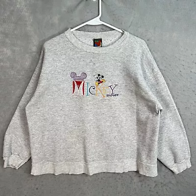 Vintage 90s Disney Mickey Mouse Unlimited Sweater Womens M / L Gray Sweatshirt • $14.99