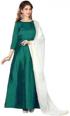$126.63 • Buy Party Wear Indian Long Dresses Western Green Gown Dupatta Free Shipping Clothing