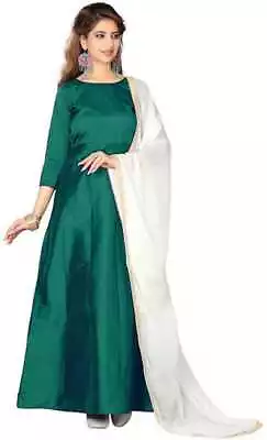 Party Wear Indian Long Dresses Western Green Gown Dupatta Free Shipping Clothing • $145.86