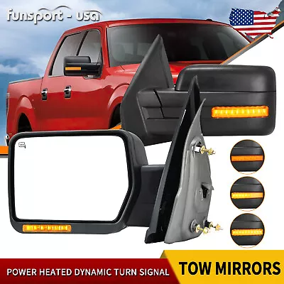 Pair Power Heated Tow Mirrors Dynamic Signal For 2004-2014 Ford F150 F-150 Truck • $106.89