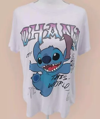 Disney Stitch OHana Out Of This World White Lightweight T-Shirt Juniors XXL (19) • $9