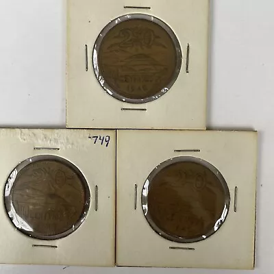 1943 1945 1946 Mexico 20 Centavos Coins T749 • $1.79