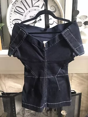 STELLA MCCARTNEY Off Shoulder Denim Peplum Top Indigo Blue Sz 42 / US 6 - 8 • $34.99