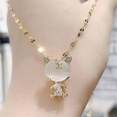 £4.49 • Buy Lucky Cat Sweater Gold Necklaces Pendant 925 Sterling Silver Women Girls Gift