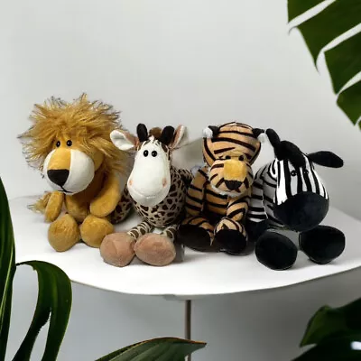 Jungle Stuffed Animals Giraffe Tiger Lion Zebra Lot Of 4 Plush Toys Pre-Owned • $24.99
