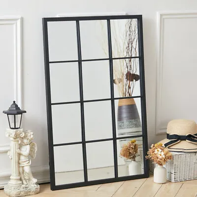 Large Vintage Wall Window Pane Mirror Metal Frame Indoor Outdoor Garden Mirror • £69.95