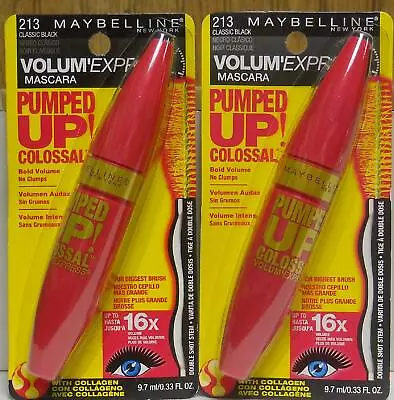 2 Maybelline Volume Express Pumped Up Colossal Mascara #213 Classic Black  • $11.69