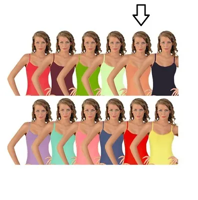 £2.99 • Buy WOMENS LADIES PLAIN COLOURS 100% COTTON STRAPPY VEST TOP TANK SIZE 8 To 20 NEW