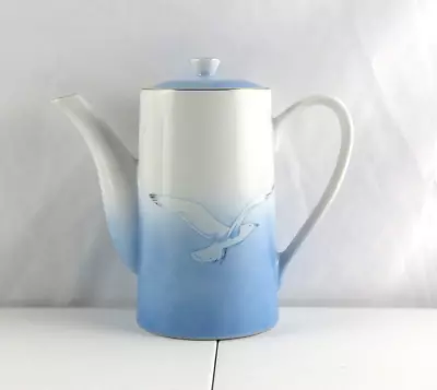 Vintage Japan Penco Exclusive Coffee Tea Pot Blue White Flying Seagull MCM 7  • $22