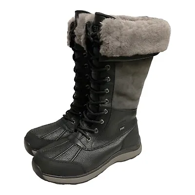 UGG Adirondack Boots Tall III Weather Snow Waterproof Leather Black Size 7 • $162.95