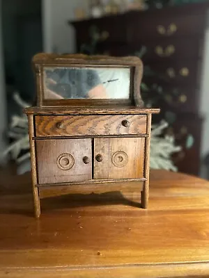 Antique Miniature Wood Buffet Sideboard With Mirror - Salesman Sample • $138